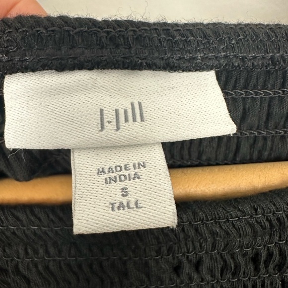 J. Jill Smocked Peasant Tunic 3/4 Sleeve Top - Black Sz S - Picture 6 of 9